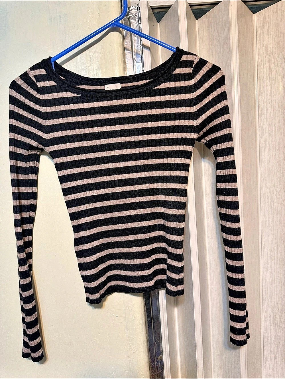 sinead o'brien Striped Long Sleeve Top Black & Pink XS